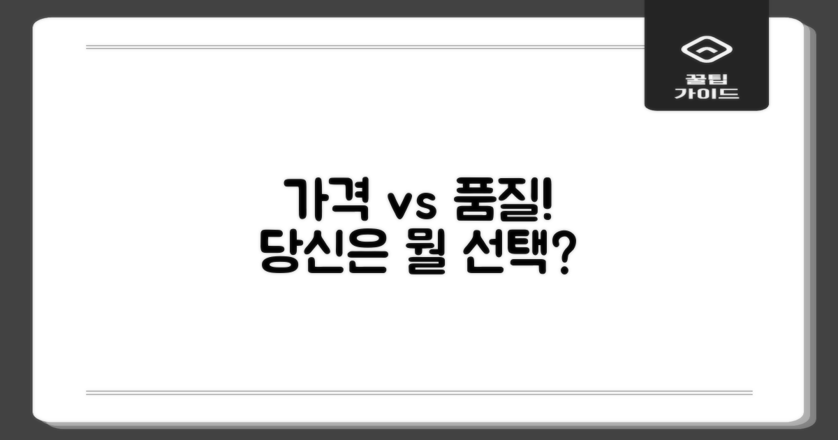 가격 vs 품질, 당신의 선택은?
