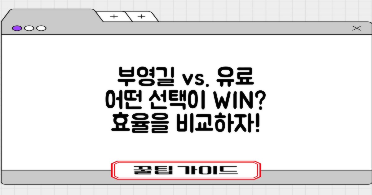 부영길 vs. 유료, 효율 비교